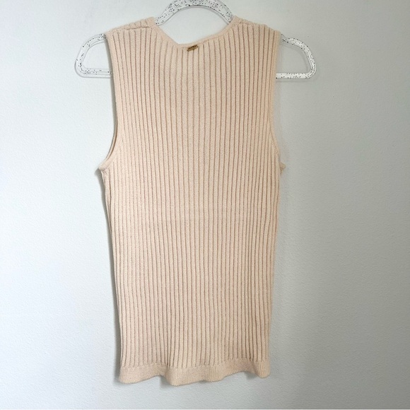 St. John Sport Sleeveless Ribbed Sweater Vest Cream Santana Knit Wool Blend Sz L - Picture 10 of 10